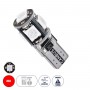 GloboStar® T10 W5W 81091 Λάμπα Αυτοκίνητου LED  2rd Generation Can-Bus Series 5xSMD5050 2.30W 240lm 360° DC 12V IP20 Φ1.1 x Υ2.7cm Κόκκινο