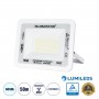 GLOBOSTAR® ATLAS 61419 Προβολέας LED 50W 6250lm 120° AC 220-240V Αδιάβροχο IP67 Ψυχρό Λευκό 6000K - Lumileds SMD Chip - TÜV Rheinland Certified - Λευκό Ματ - Μ21 x Π3.5 x Υ16cm - 5 Χρόνια Εγγύηση