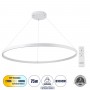 GLOBOSTAR® DIAMOND 61518 Μοντέρνο Κρεμαστό Φωτιστικό Οροφής LED 75W 8400lm 360° AC 220-240V IP20 Ρυθμιζόμενο Λευκό CCT με Χειριστήριο από 2700K έως 6000K Dimmable - Lumileds SMD Chip - Λευκό Ματ - Μ100 x Π100 x Υ90cm - 3 Χρόνια Εγγύηση