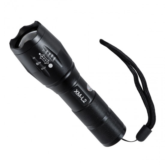 GLOBOSTAR® HANDLAMP 79041 Φακός Χειρός LED 10W 1000lm 5~60° DC 5V με Επαναφορτιζόμενη Μπαταρία Li-ion 3.7V 1x18650 3000mAh IP20 Ψυχρό Λευκό 6000K - CREE XML2-T6 Chip - Μ13.5 x Π4 x Υ4cm - 1 Χρόνο Εγγύηση