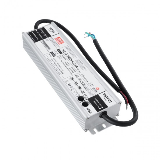 GLOBOSTAR® MEANWELL-HLG240H-24A 90793 Τροφοδοτικό/Μετασχηματιστής SELV 240W 10A DC 24V Αδιάβροχο IP65 - AC 220-240V σε DC 24V / Ρυθμιζόμενο από 22.4VDC έως 25.6VDC - Μ24.4 x Π6.8 x Υ3.88cm - 3 Χρόνια Εγγύηση
