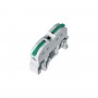 GloboStar® FAST-CONNECT 69902 Μονή Κλέμα Ράγας Ταχείας Σύνδεσης & Διακλάδωσης Καλωδίων για Ηλεκτρολογικούς Πίνακες - 1 x Είσοδος & 1 x Έξοδος με Συμβατή Διατομή Καλωδίων 0.2mm² έως 4mm² - 600V 32A Max - Μ4.5 x Π1 x Υ3.2cm - Γκρι & Πράσινο - Πακέτο 10 Τεμαχίων - 5 Years Warranty