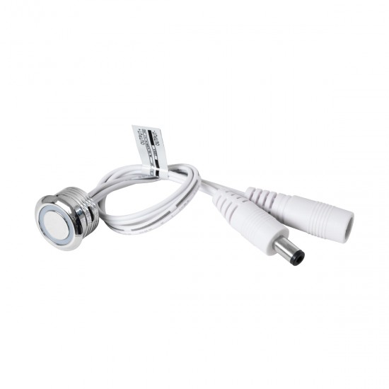 GLOBOSTAR® BUTTON 70790 Φωτιζόμενος Χωνευτός Διακόπτης Αφής On/Off & Push Dimming LED DC 12-24V 1 x 4A 96W Max IP20 Ψυχρό Λευκό 6000K - Μ2 x Π2 x Υ1.2cm - 2 Χρόνια Εγγύηση