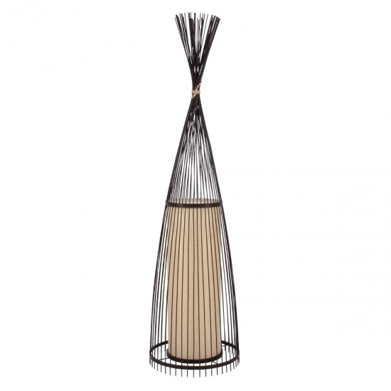 GLOBOSTAR® AZORES 01756 Boho Επιδαπέδιο Φωτιστικό με Ντουί 1 x E27 AC 220-240V IP20 - Καφέ & Μπεζ - Μ40 x Π40 x Υ150cm