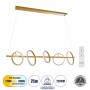 GLOBOSTAR® CIRCOLARE 61322 Μοντέρνο Κρεμαστό Φωτιστικό Οροφής LED 75W 8400lm 360° AC 220-240V IP20 Ρυθμιζόμενο Λευκό CCT με Χειριστήριο από 2700K έως 6000K Dimmable - Lumileds SMD Chip - Χρυσό - Μ120 x Π25 x Υ25cm - 3 Χρόνια Εγγύηση