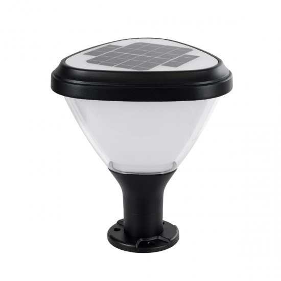GLOBOSTAR® NATURE 90532 Φωτιστικό Κολωνάκι Κήπου LED 10W 500lm 120° DC 5V με Ενσωματωμένο Φωτοβολταϊκό Panel 6V 2W & Επαναφορτιζόμενη Μπαταρία Li-ion 3.2V 8000mAh με Αισθητήρα Ημέρας-Νύχτας Αδιάβροχο IP65 Ψυχρό Λευκό 6000K - Sanan SMD Chip - Γκρι Ανθρακί Ματ - Μ26 x Π26 x Υ30cm - 2 Χρόνια Εγγύηση