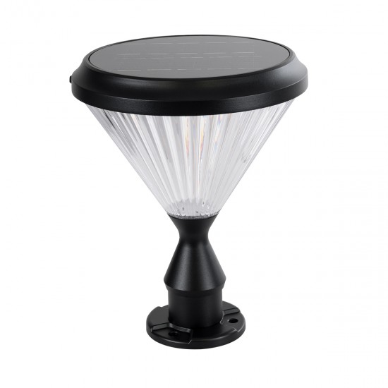 GLOBOSTAR® SHARP 90533 Φωτιστικό Κολωνάκι Κήπου LED 10W 500lm 120° DC 5V με Ενσωματωμένο Φωτοβολταϊκό Panel 6V 2W & Επαναφορτιζόμενη Μπαταρία Li-ion 3.2V 8000mAh με Αισθητήρα Ημέρας-Νύχτας Αδιάβροχο IP65 Ψυχρό Λευκό 6000K - Sanan SMD Chip - Γκρι Ανθρακί Ματ - Μ26 x Π26 x Υ33cm - 2 Χρόνια Εγγύηση