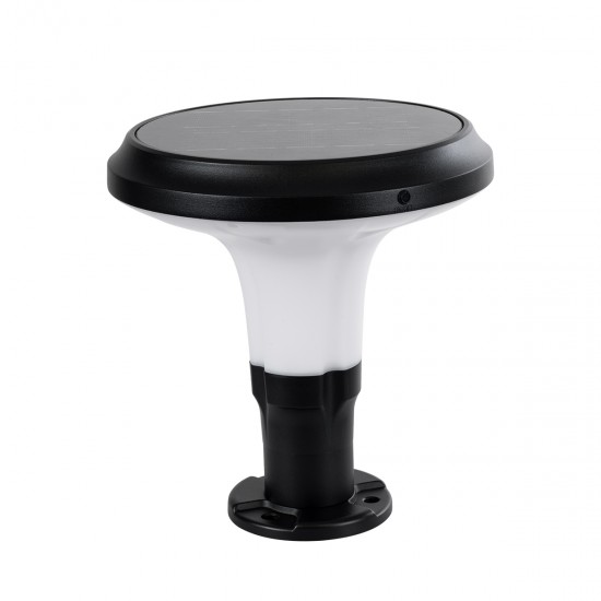 GLOBOSTAR® WHISPER 90535 Φωτιστικό Κολωνάκι Κήπου LED 10W 500lm 120° με Ενσωματωμένο Φωτοβολταϊκό Panel 6V 2W & Επαναφορτιζόμενη Μπαταρία Li-ion 3.2V 1800mAh με Αισθητήρα Ημέρας-Νύχτας Αδιάβροχο IP65 Ψυχρό Λευκό 6000K - Sanan SMD Chip - Γκρι Ανθρακί - Μ25 x Π25 x 28cm - 2 Χρόνια Εγγύηση
