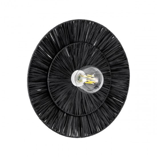 GLOBOSTAR® COLOMBO 02280 Boho Φωτιστικό Τοίχου - Απλίκα με Ντουί 1 x E27 AC 220-240V IP20 - Μαύρο - Μ40 x Π40 x Υ9cm