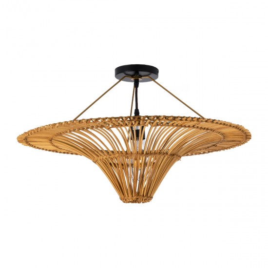 GLOBOSTAR® PALERMO 02308 Boho Φωτιστικό Οροφής με Ντουί 1 x E27 AC 220-240V IP20 - Καφέ - Μ60 x Π60 x Υ36cm