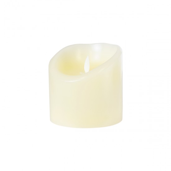 GLOBOSTAR® FIREFLAME 79541 Διακοσμητικό Κερί Παραφίνης με Εφέ Κινούμενης Φλόγας & IR Ασύρματο Χειριστήριο LED 0.5W 25lm 180° DC 3V με 2xAA Μπαταρίες IP20 Θερμό Λευκό 2700K Dimmable - Μπεζ - Μ10 x Π10 x Υ10cm - 2 Χρόνια Εγγύηση