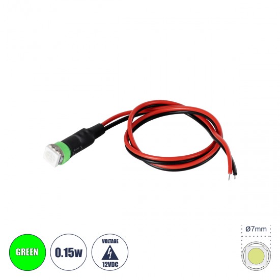 GloboStar® SMD-LED 81486 Υψηλής Ισχύος SMD LED 0.12W 15lm DC 12V - Φ0.7 x Υ2.3cm - Πράσινο - Dimmable - 2 Χρόνια Εγγύηση