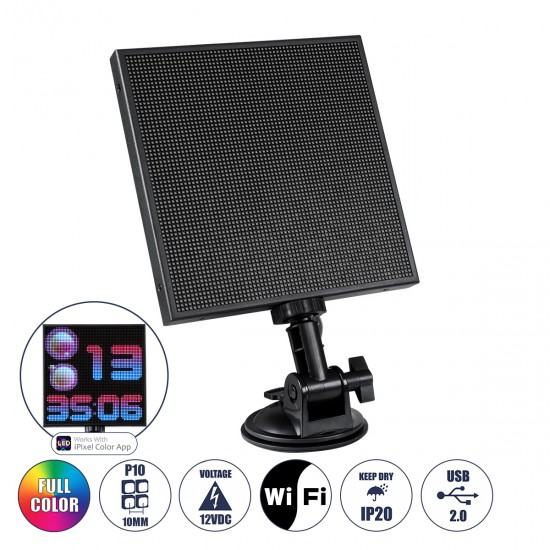 GloboStar® 81502 LED Scrolling Display 64x64 Pixel - Κυλιόμενη Ψηφιακή Πινακίδα / Επιγραφή Μονής Όψης P10 LED SMD DC 5V USB - Λειτουργία μέσω Wi-Fi με Εφαρμογή APP - IP20 - Μ17.5 x Π4 x Υ30.5cm - Πολύχρωμο RGBW - 1 Χρόνο Εγγύηση