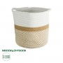 GloboStar® Artificial Garden ITHAKI 20325 Διακοσμητικό Πλεκτό Καλάθι - Κασπώ Γλάστρα - Flower Pot Μπεζ με Λευκό Φ30 x Υ30cm