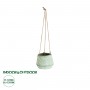 GloboStar® Artificial Garden BUBASTIS 20527 Κρεμαστό Διακοσμητικό Κεραμικό Κασπώ Γλάστρα - Flower Pot Λευκό με Πράσινο Φ13 x Υ10.5cm