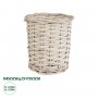 GloboStar® Artificial Garden DOMINGO 20591 Διακοσμητικό Πλεκτό Καλάθι - Κασπώ Γλάστρα - Flower Pot Λευκό με Μπεζ Φ16 x Υ18cm
