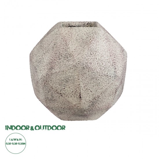 GloboStar® Artificial Garden BOROUGH 20781 Επιδαπέδιο Πολυεστερικό Τσιμεντένιο Κασπώ Γλάστρα - Flower Pot Λευκό με Μπεζ Μ38 x Π38 x Υ38cm