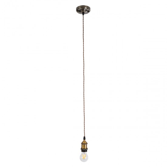 GLOBOSTAR® SUSPENS 115105 Vintage Κρεμαστό Φωτιστικό Οροφής με Ντουί 1 x E27 AC 220-240V IP20 - Χρυσό & Καφέ - Μ10 x Π10 x Y108.7cm