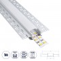 GLOBOSTAR® ALP-PLASTERIN GYPSO 70819-1M Χωνευτό Προφίλ Αλουμινίου Ειδικό για Γυψοσανίδα με Λευκό Γαλακτερό Πατητό Κάλυμμα για Ταινίες LED IP20 - Ασημί & Λευκό - Μ100 x Π6.7 x Υ1.4cm