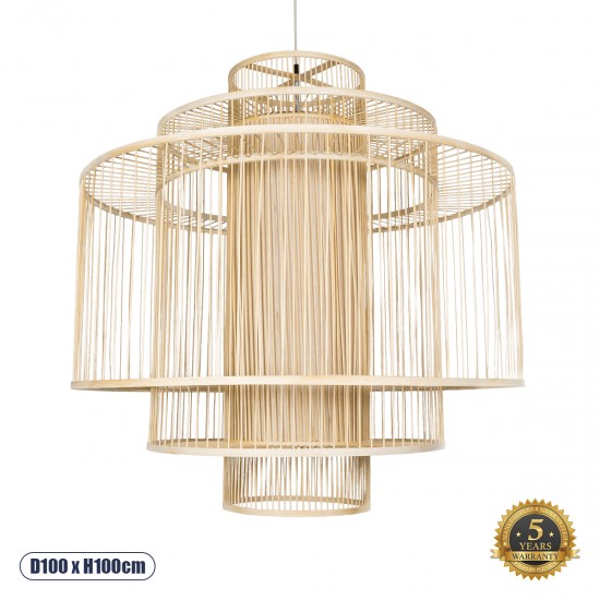 GLOBOSTAR® HIBISCUS 01780 Boho Κρεμαστό Φωτιστικό Οροφής με Ντουί 1 x E27 AC 220-240V IP20 - Μπεζ - Μ100 x Π100 x Y100cm