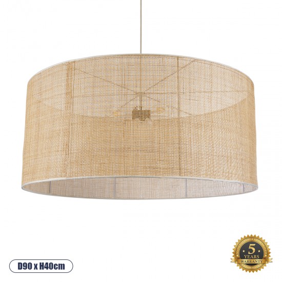 GLOBOSTAR® YOTTO 01823 Boho Κρεμαστό Φωτιστικό Οροφής με Ντουί 3 x E27 AC 220-240V IP20 - Μπεζ - Μ90 x Π90 x Υ40cm