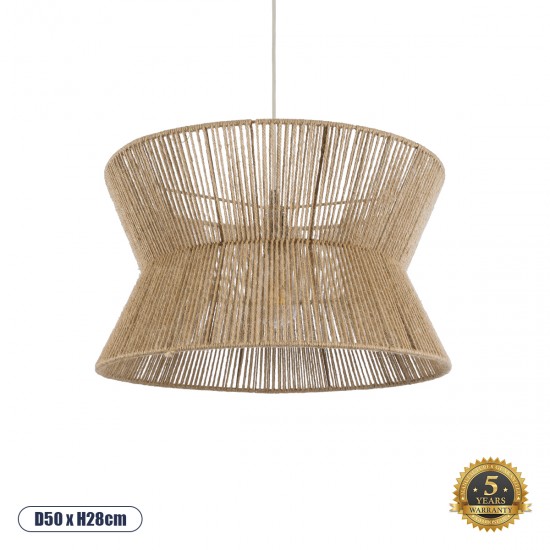 GLOBOSTAR® BISBEE 02204 Boho Κρεμαστό Φωτιστικό Οροφής με Ντουί 1 x E27 AC 220-240V IP20 - Μπεζ - Μ50 x Π50 x Υ28cm