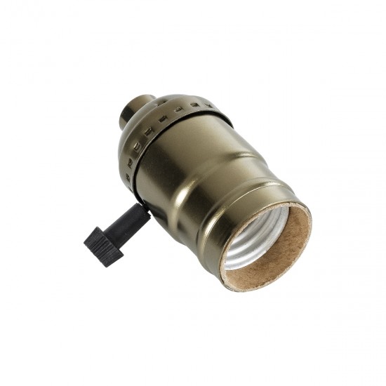 GLOBOSTAR® LAMPHOLDER 78964 Ντουί E27 με Διακόπτη On/Off IP20 Μπρούτζινο - Μ5.5 x Π3.6 x Υ7cm