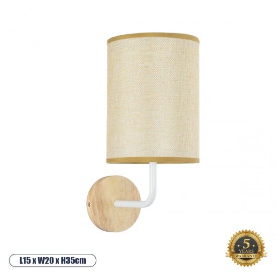 GLOBOSTAR® OASIS 00884 Μοντέρνο Φωτιστικό Τοίχου - Απλίκα με Ντουί 1 x E27 AC 220-240V IP20 - Λευκό & Μπεζ - Μ15 x Π20 x Υ35cm