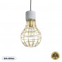 GLOBOSTAR® DURANT 01325 Μοντέρνο Κρεμαστό Φωτιστικό Οροφής με Ντουί 1 x E27 AC 220-240V IP20 - Γκρι & Χρυσό - Μ20 x Π20 x Υ35cm