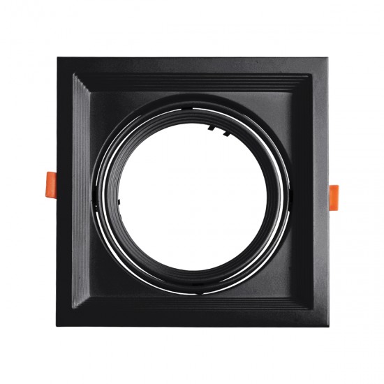 GLOBOSTAR® VITA 77853 Χωνευτή Κινούμενη Βάση για Σποτ AR111 για Ντουί GU10/GU5.3 IP20 - Μαύρο Ματ - Μ18 x Π18 x Υ4.5cm / Q17.5 x 17.5cm