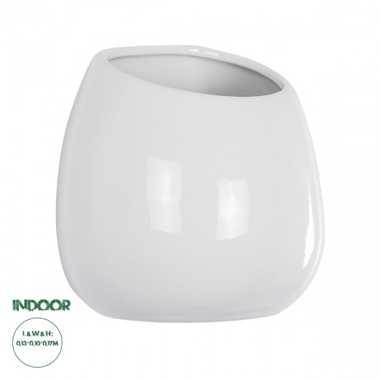 GloboStar® Artificial Garden GRENADA 20537 Διακοσμητική Κεραμική Γλάστρα Λευκή Φ12 x Υ13