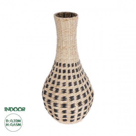 GLOBOSTAR® Artificial Garden MARSELLE 21232 Διακοσμητικό Πλεκτό Βάζο - Καλάθι - Μπεζ & Μαύρο - Π32 x M32 x Υ65cm