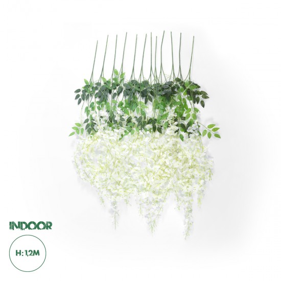 GloboStar® Artificial Garden WHITE WISTERIA FLOWER BRANCH 21513 Σετ 12 Τεχνητά Διακοσμητικά κλαδιά Βιστέριας Λευκό Φ45 x Υ120cm