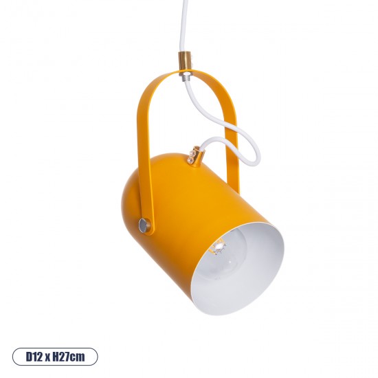 GLOBOSTAR® HAZEL 00926 Μοντέρνο Κρεμαστό Φωτιστικό Οροφής με Ντουί 1 x E27 AC 220-240V IP20 - Πορτοκαλί & Χρυσό - Μ12 x Π12 x Υ27cm