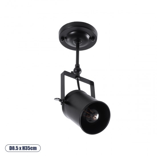 GLOBOSTAR® HOLLYWOOD 01153 Vintage Φωτιστικό Οροφής με Ντουί 1 x E27 AC 220-240V IP20 - Μαύρο - Μ8.5 x Π8.5 x Υ35cm