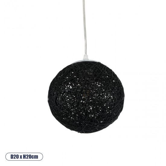 GLOBOSTAR® OCEANA 01356 Boho Κρεμαστό Φωτιστικό Οροφής με Ντουί 1 x E27 AC 220-240V IP20 - Μαύρο - Μ20 x Π20 x Υ20cm