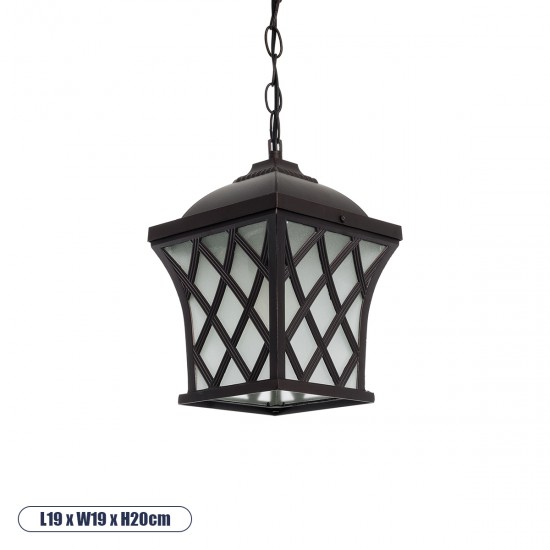 GLOBOSTAR® LINCOLN 01399 Vintage Κρεμαστό Φωτιστικό Οροφής με Ντουί 1 x E27 AC 220-240V IP20 - Καφέ & Διάφανο - Μ19 x Π19 x Υ20cm
