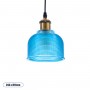 GLOBOSTAR® SEGRETO 01452 Vintage Κρεμαστό Φωτιστικό Οροφής με Ντουί 1 x E27 AC 220-240V IP20 - Μπλε & Χρυσό - Μ14 x Π14 x Υ18cm