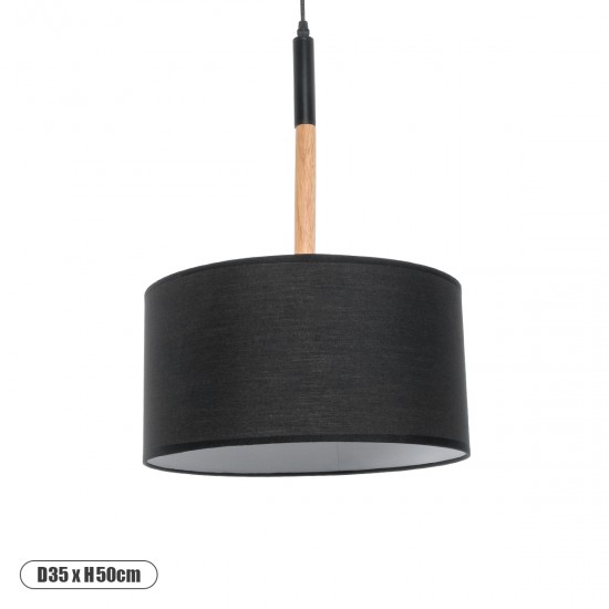 GLOBOSTAR® BRONX 01517 Μοντέρνο Κρεμαστό Φωτιστικό Οροφής με Ντουί 1 x E27 AC 220-240V IP20 - Μαύρο & Μπεζ - Μ35 x Π35 x Υ50cm