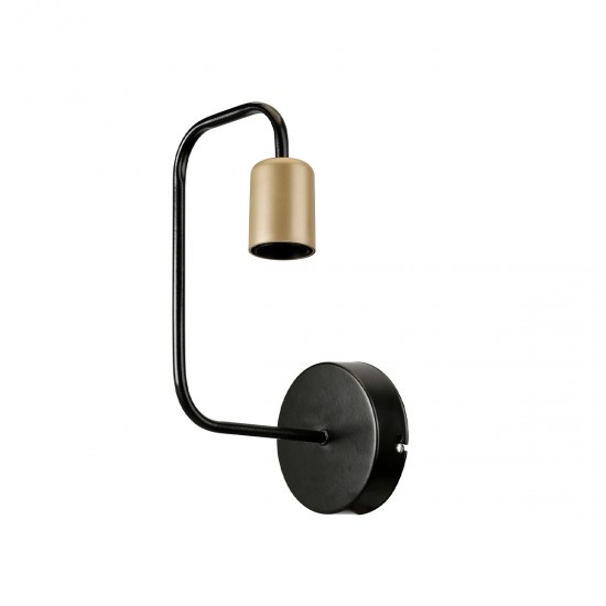 GLOBOSTAR® JUNO 203-0013 Μοντέρνο Φωτιστικό Τοίχου - Απλίκα με Ντουί 1 x E27 AC 220-240V IP20 - Μαύρο & Χρυσό - Μ18.5 x Π18.5 x Υ28cm