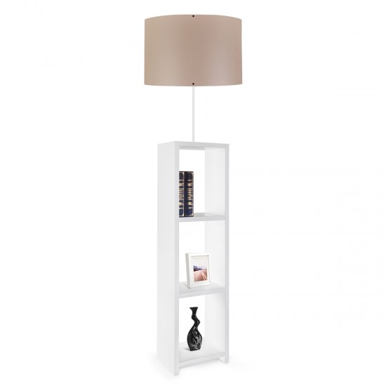 GLOBOSTAR® WOODO 204-0052 Μοντέρνο Επιδαπέδιο Φωτιστικό με Ντουί 1 x E27 AC 220-240V IP20 - Λευκό & Μπεζ - Μ38 x Π38 x Υ150cm