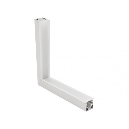 GLOBOSTAR® ALP-CORNER-IN90 RECESSA 61791 Χωνευτό Προφίλ Αλουμινίου Γωνία με Λευκό Γαλακτερό Πατητό Κάλυμμα για Ταινίες LED IP20 - Λευκό Ματ - Μ30 x Π3.5 x Υ4cm