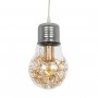 GLOBOSTAR® LAMP 999-0056 Μοντέρνο Κρεμαστό Φωτιστικό Οροφής με Ντουί 1 x E27 AC 220-240V IP20 - Διάφανο, Χρυσό & Ασημί - Μ15 x Π15 x Υ27cm