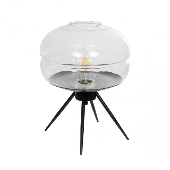 GLOBOSTAR® JAVAN 999-0036 Μοντέρνο Επιτραπέζιο Φωτιστικό Πορτατίφ με Ντουί 1 x E27 AC 220-240V IP20 - Διάφανο & Μαύρο - Μ30 x Π30 x Υ40cm