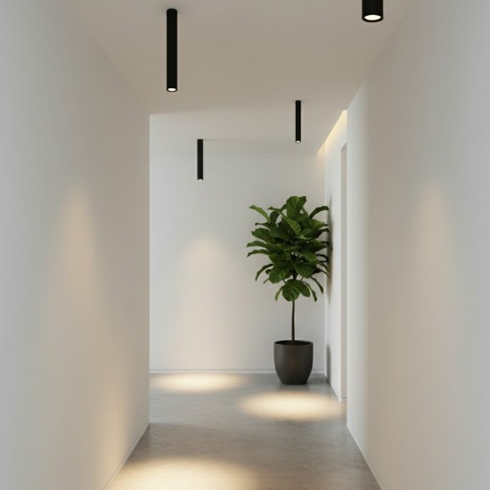 kelvo® DUCT KLV-101-0052 Φωτιστικό Downlight Σποτ για Λάμπα MR16 με Ντουί GU10 AC 220-240V IP20 - Μαύρο Ματ - Μ6 x Π6 x Υ45cm