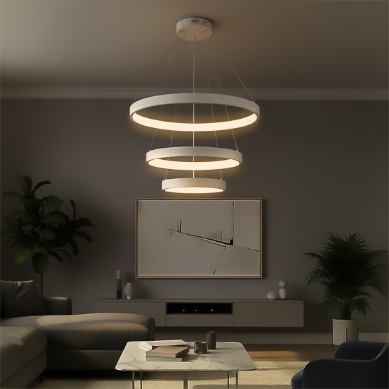 kelvo® NEMESIS KLV-101-0218 Κρεμαστό Φωτιστικό Οροφής LED 100W 10000lm 180° AC 220-240V IP20 Ρυθμιζόμενο Λευκό CCT με Χειριστήριο από 2700K έως 6000K Dimmable - Lumileds SMD Chip - Λευκό Ματ - Μ60 x Π60 x Υ60cm - 3 Χρόνια Εγγύηση