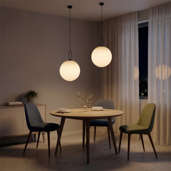kelvo® BELLISSIMO KLV-101-0375 Κρεμαστό Φωτιστικό Οροφής για Λάμπα με Ντουί E27 AC 220-240V IP20 - Μαύρο Ματ & Λευκό - Μ40 x Π40 x Υ62cm