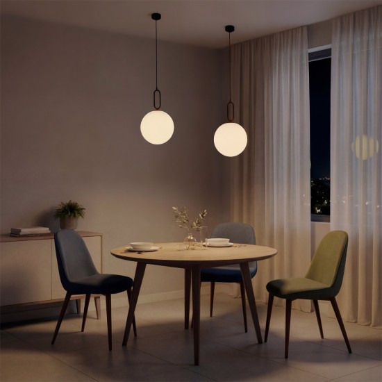 kelvo® BELLISSIMO KLV-101-0374 Κρεμαστό Φωτιστικό Οροφής για Λάμπα με Ντουί E27 AC 220-240V IP20 - Μαύρο Ματ & Λευκό - Μ30 x Π30 x Υ52cm