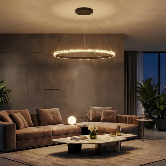 kelvo® DIAMOND KLV-101-0231 Κρεμαστό Φωτιστικό Οροφής LED 67W 6700lm 180° AC 220-240V IP20 Ρυθμιζόμενο Λευκό CCT με Χειριστήριο από 2700K έως 6000K Dimmable - Lumileds SMD Chip - Μαύρο Ματ - Μ80 x Π80 x Υ3cm - 3 Χρόνια Εγγύηση