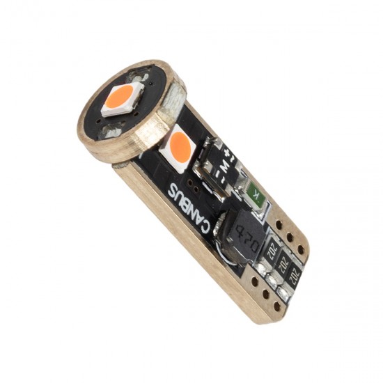 GLOBOSTAR® W5W-T10 81116 Λάμπα W5W T10 CANbus LED 2W 150lm 360° DC 12V IP20 Κόκκινο - 3 x Epistar SMD3030 Chip - Μ1 x Π1 x Υ2.5cm - 1 Χρόνο Εγγύηση